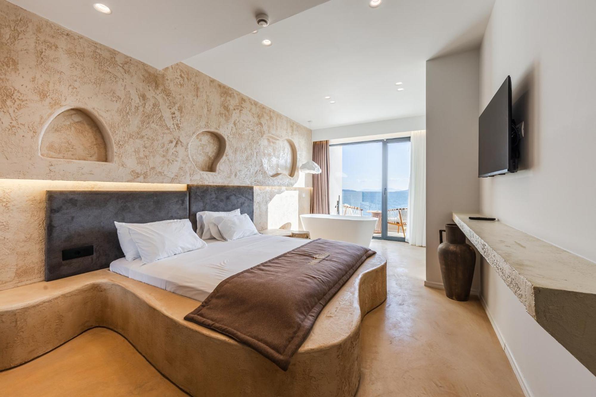 Premium Tweepersoonskamer met Balkon, Bad en Uitzicht op Zee